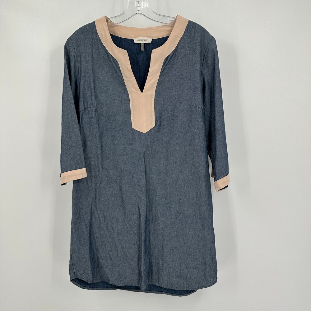 Amour Vert Womens Minimalist Tunic Dress Size M Coastal Resort Organic Cotton